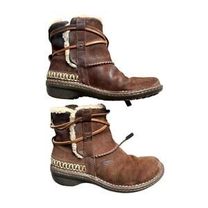 UGG Australia Cove Wrap Lace Shearling Ankle Boots Brown Womens 8 5178